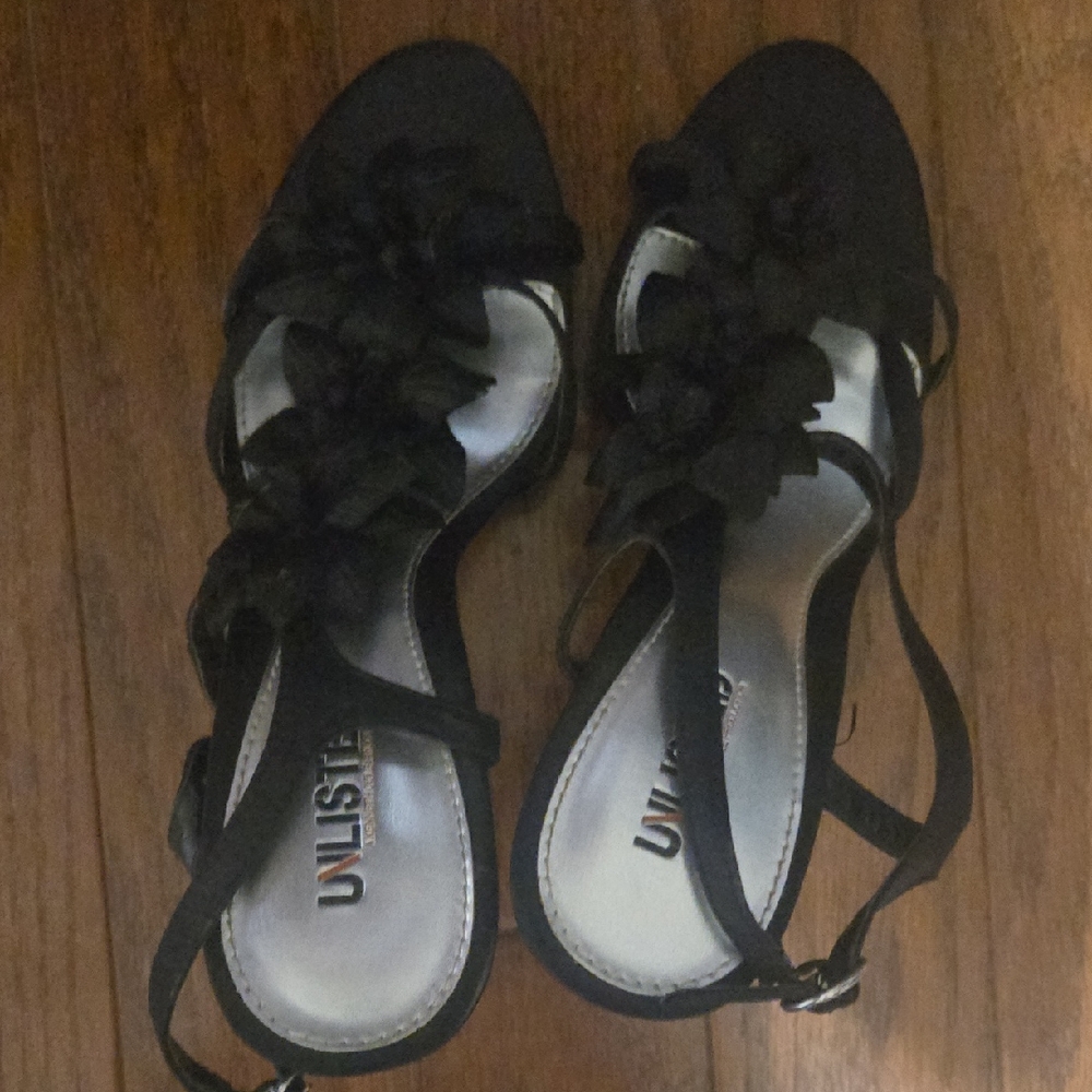 Unlisted Black Floral Women's Sandals